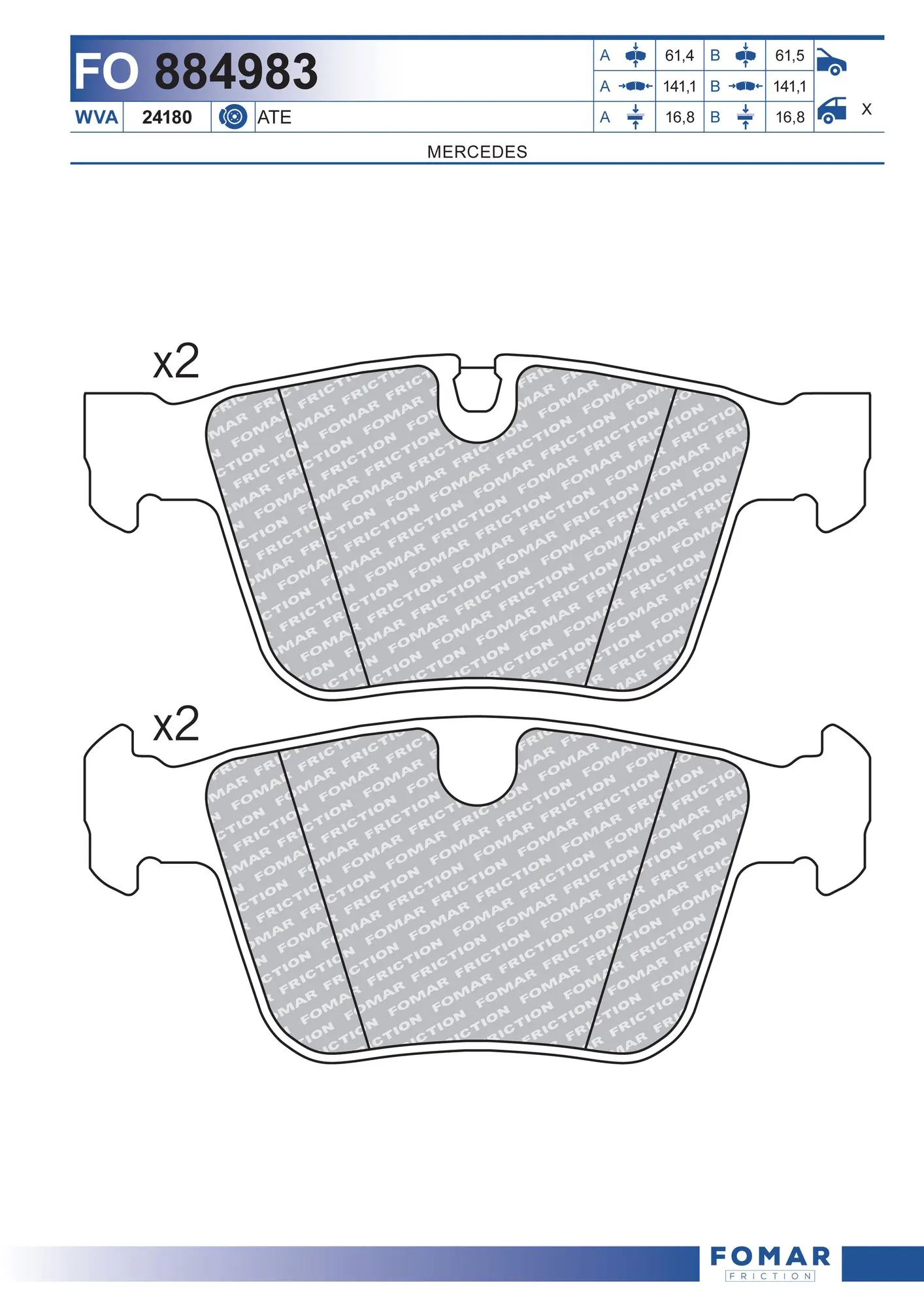 Brake Pad Set, disc brake